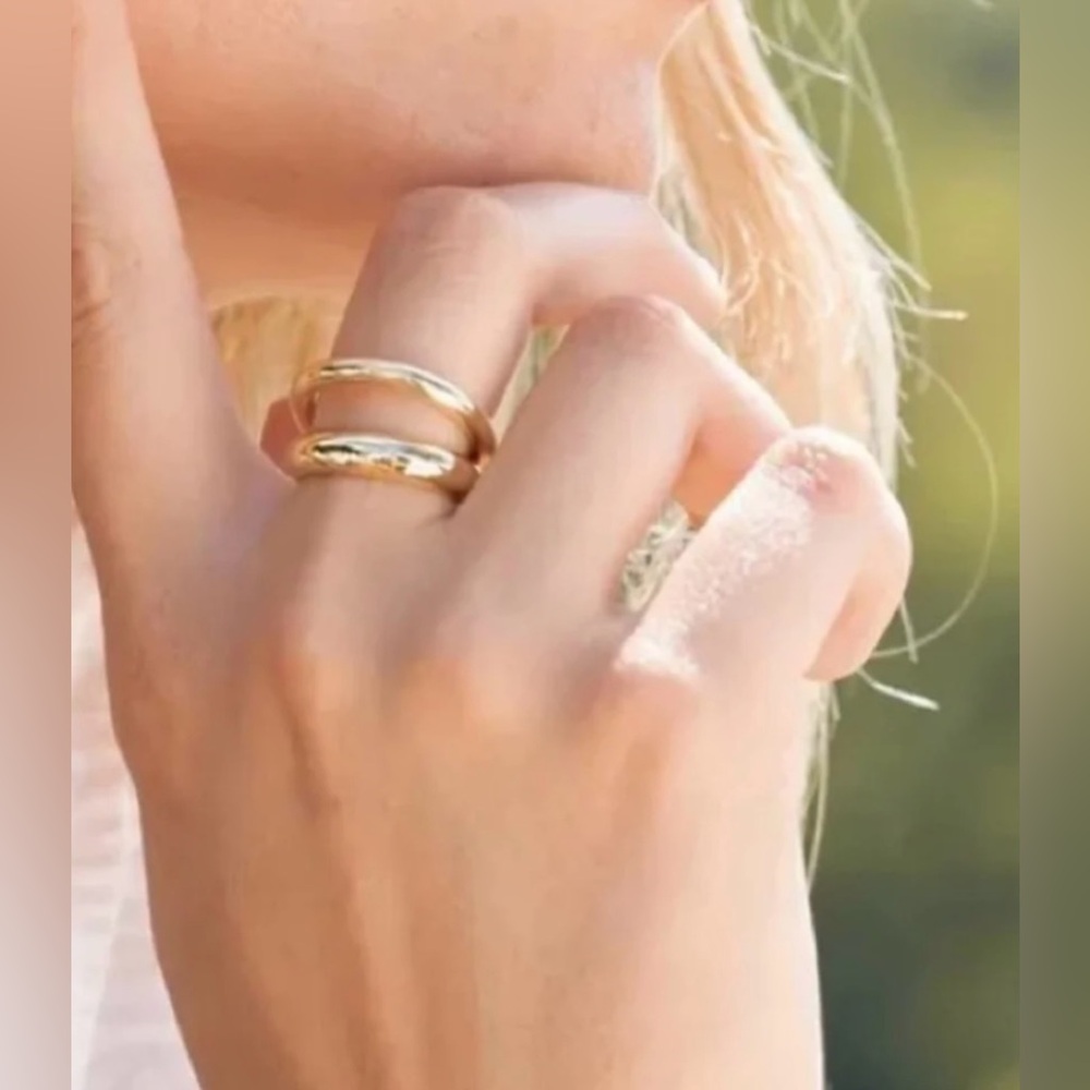 Loren Stewart X Curateur | Deux Open Band Ring | 14K Gold Over Brass| NWT - Sz 7